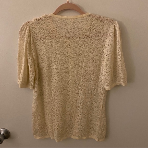 Escada Cream Lace Baby Doll Buttoned Blouse - Picture 4 of 5